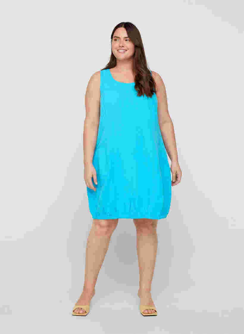 Sleeveless cotton dress, River Blue, Model image number 2