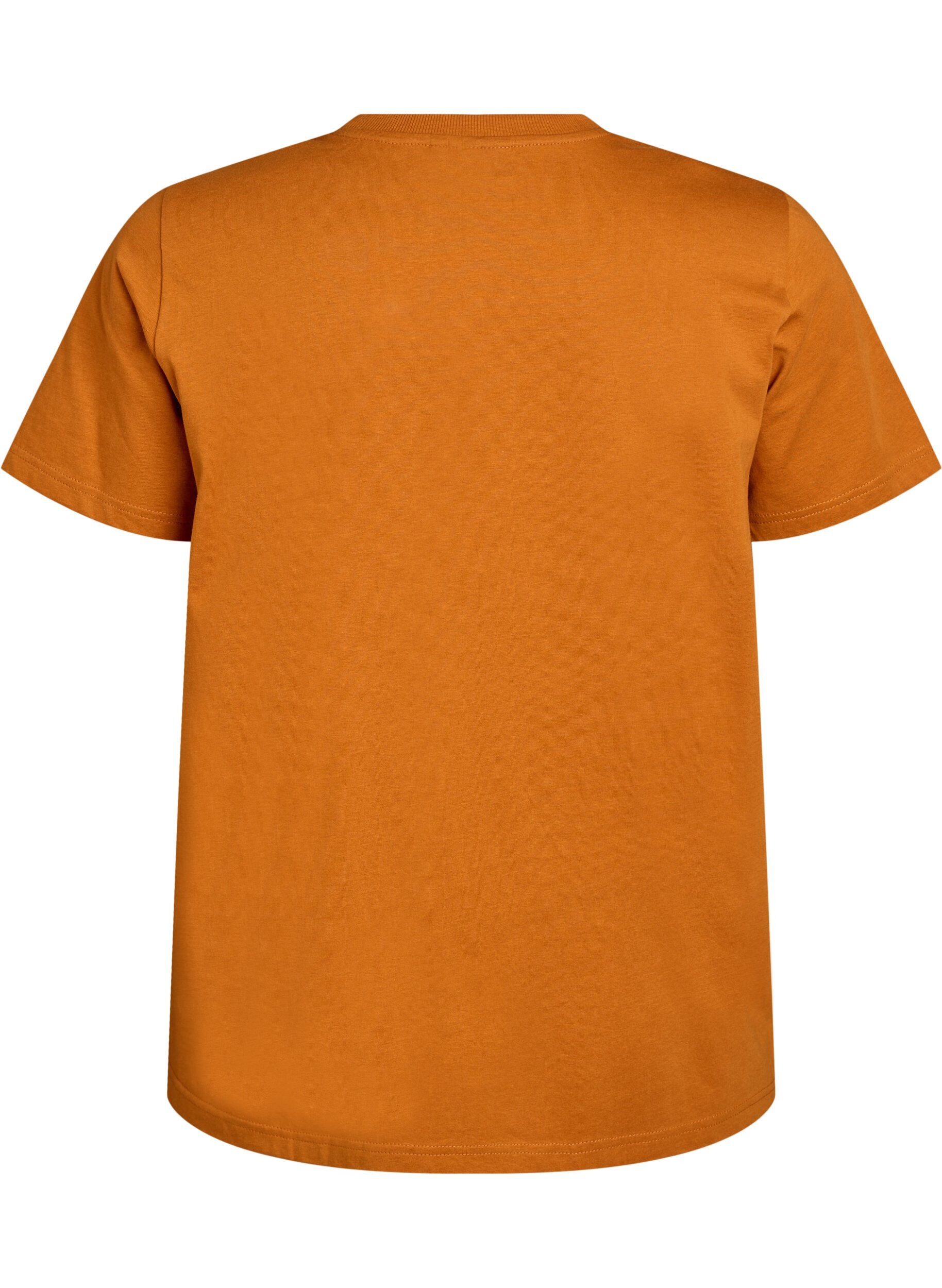 ZizzifashionBasic cotton T-shirt with round neck, Orange, Packshot image number 1