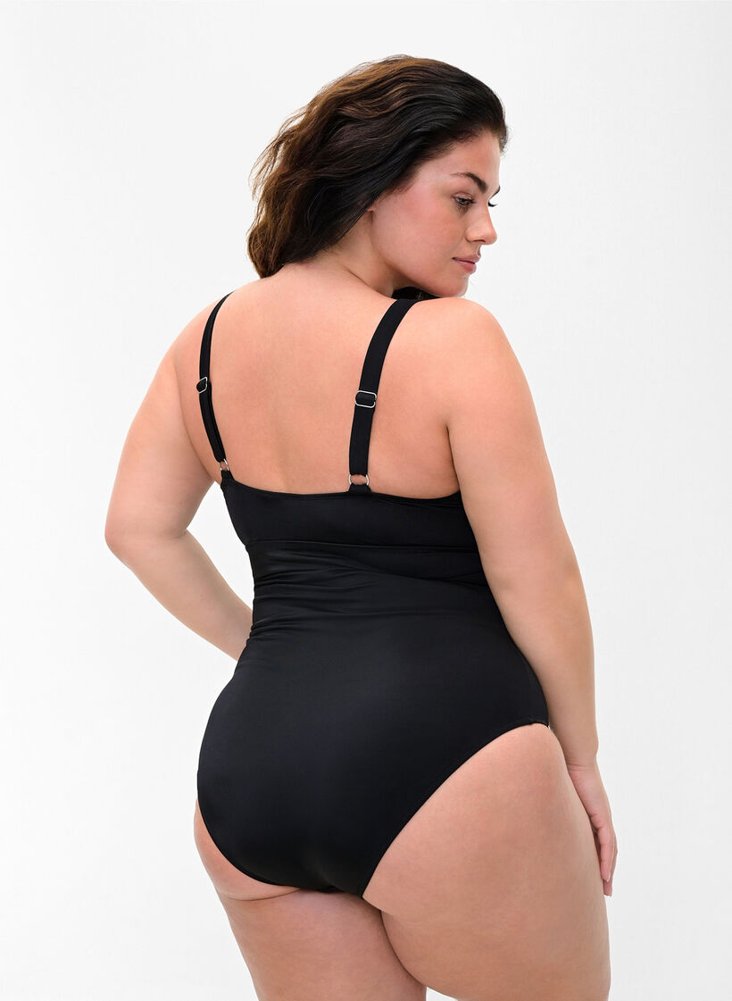 Bathing suit with drawstring detail, Black, Model image number 1