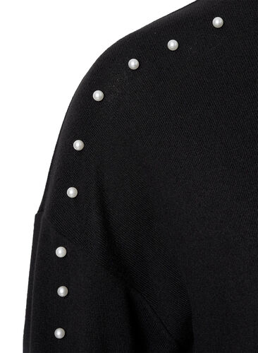 Long sleeve blouse with beads, Black, Packshot image number 3