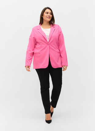 Simple blazer with button, Azalea Pink, Model image number 2