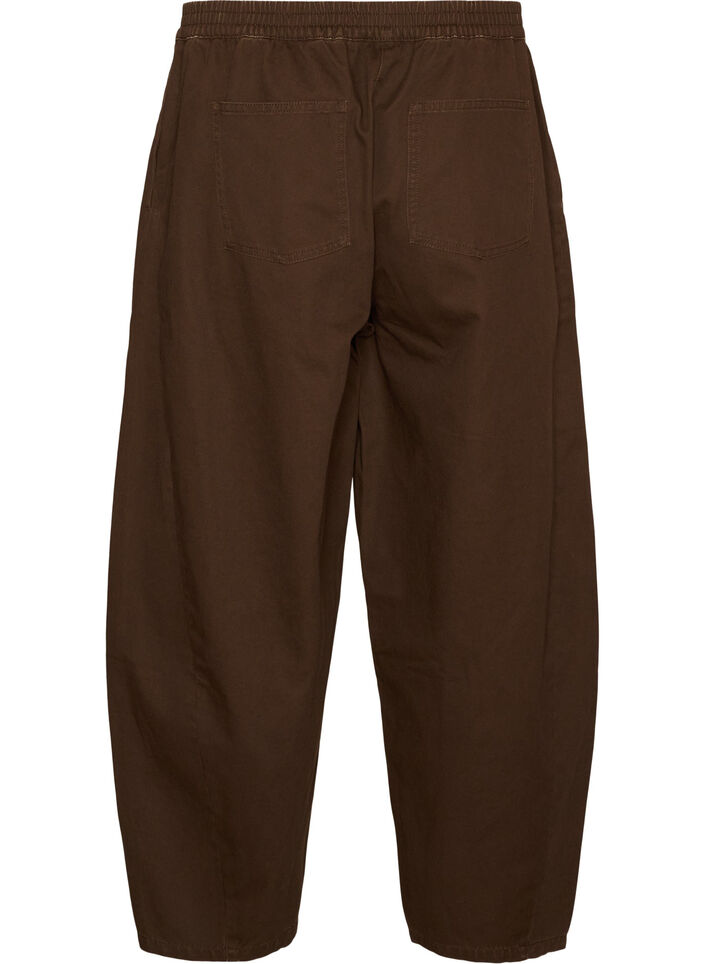 Barrel jeans with a high waist and elasticated waistband, Brown, Packshot image number 1