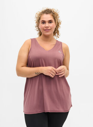 Sports top with V-neck, Rose Taupe, Model image number 0
