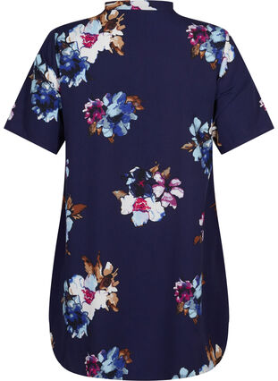 FLASH - Floral tunic with short sleeves, Big Blue Flower, Packshot image number 1