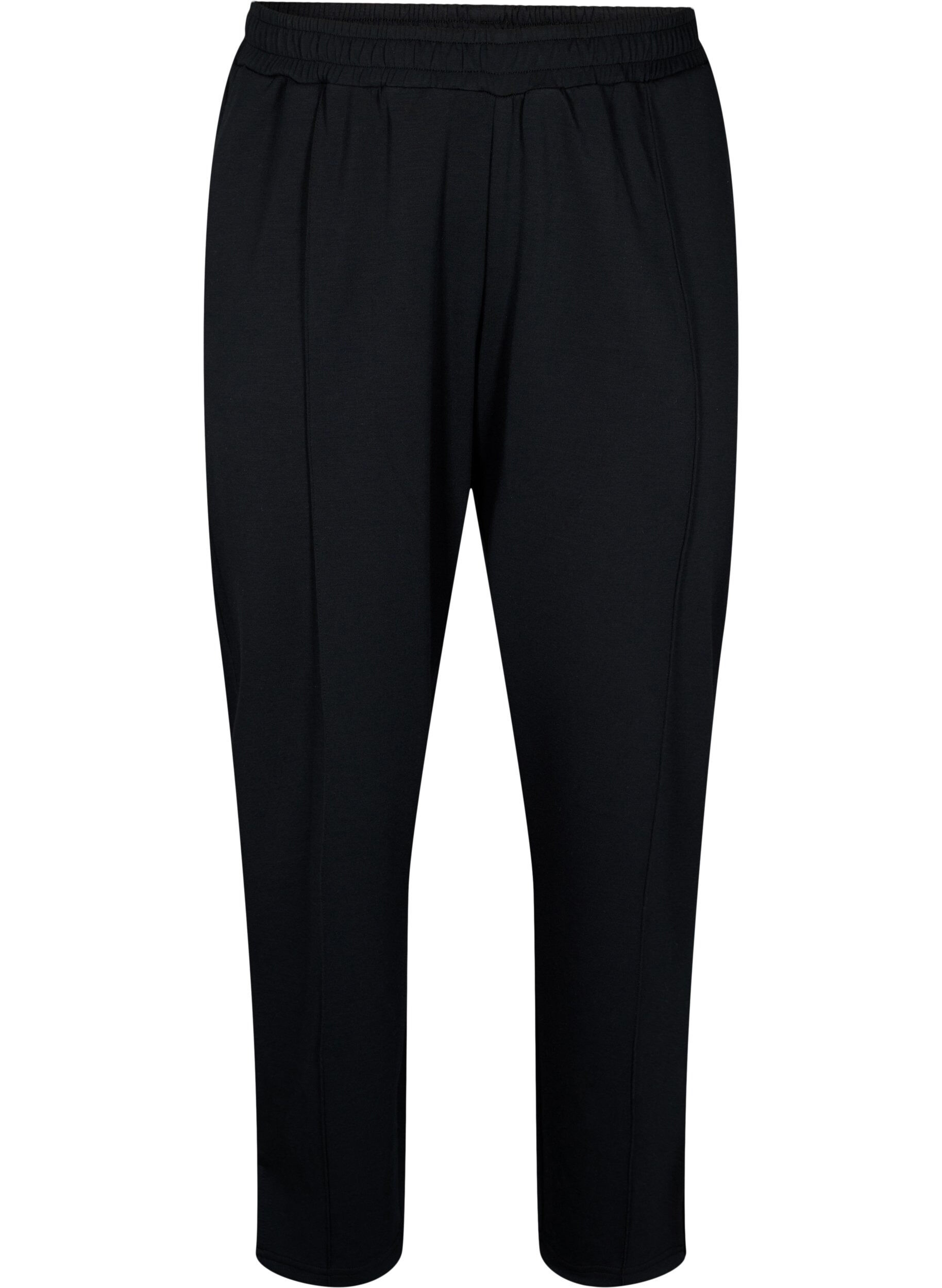 Zizzifashion Trousers in modal mix with slit, Black, Packshot image number 0