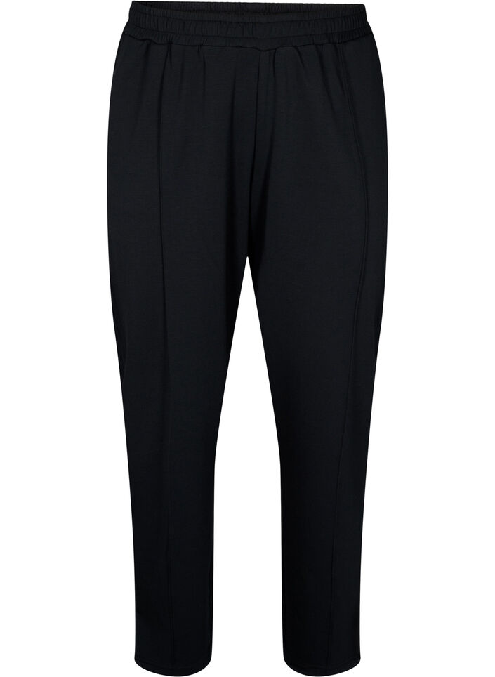 Trousers in modal mix with slit, Black, Packshot image number 0