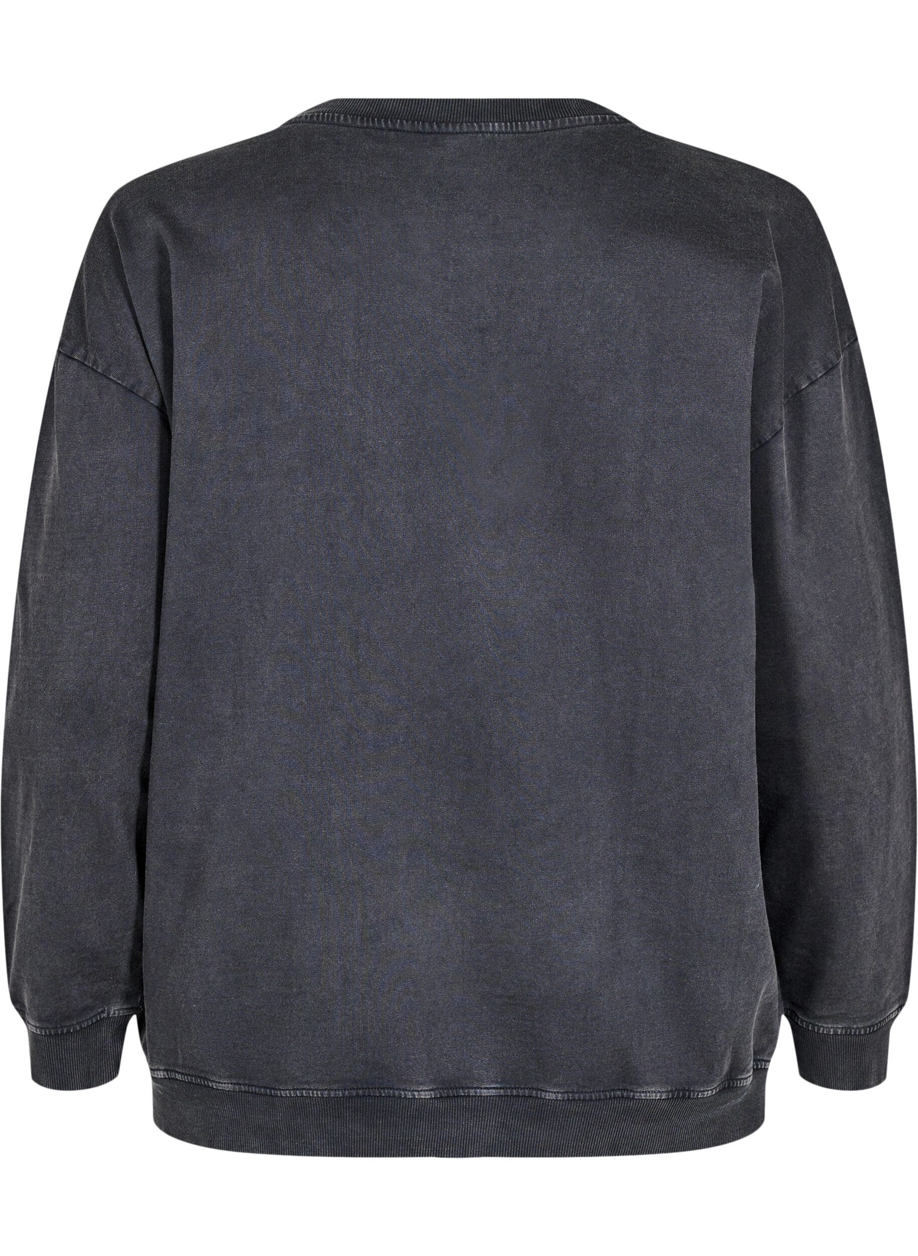 Zizzifashion Loose sweatshirt with washed look, Grey, Packshot image number 1