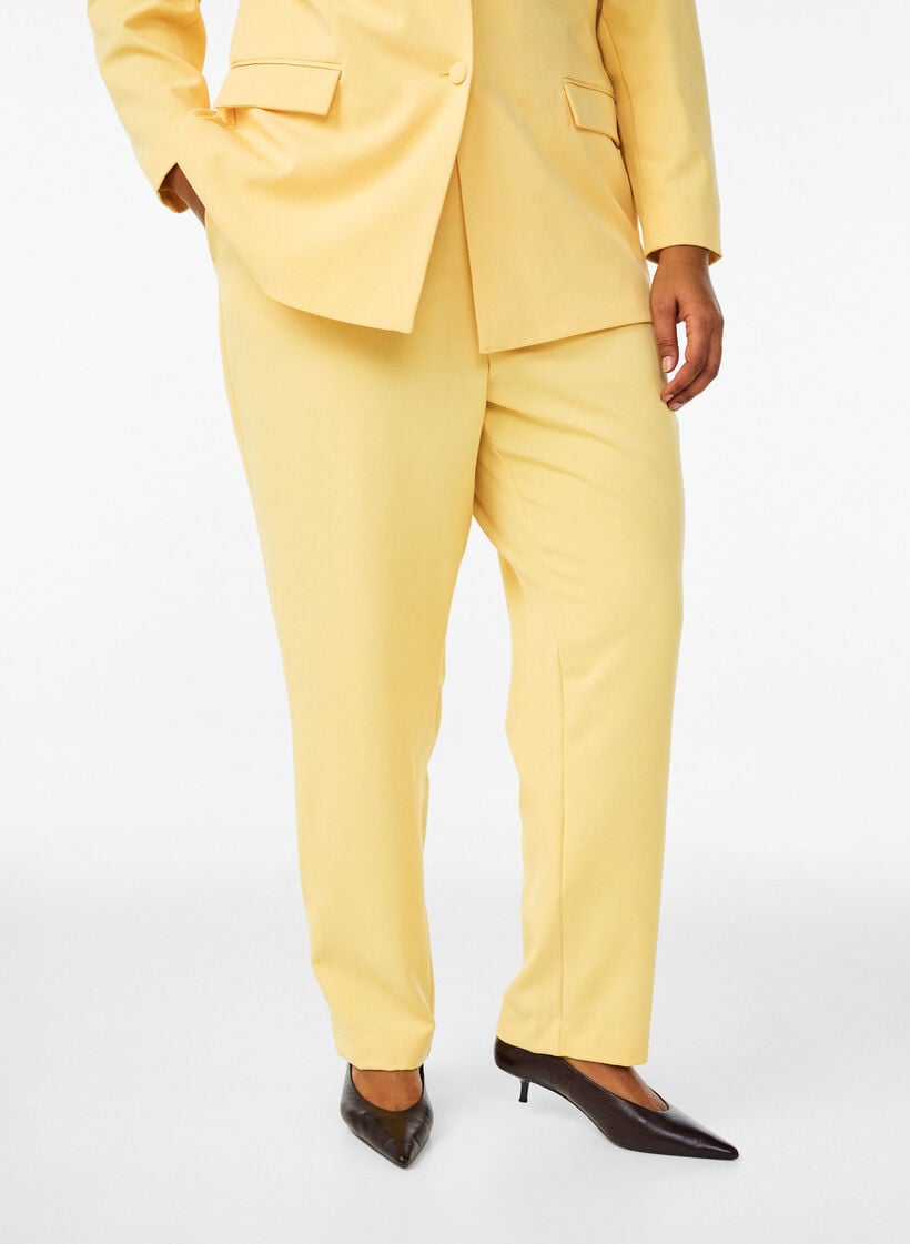 Trousers with pockets and straight legs, Yellow, Model image number 2