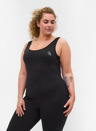 Tight-fitting exercise jumpsuit, Black, Model image number 2