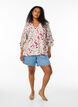 Blouse with ruffle details and floral print, Vanilla, Model image number 1