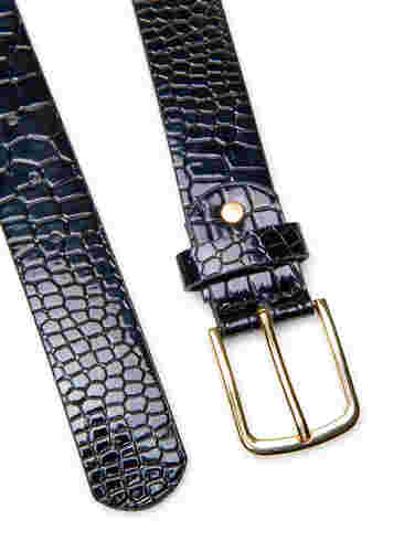 Textured belt in faux leather, Black, Packshot image number 2