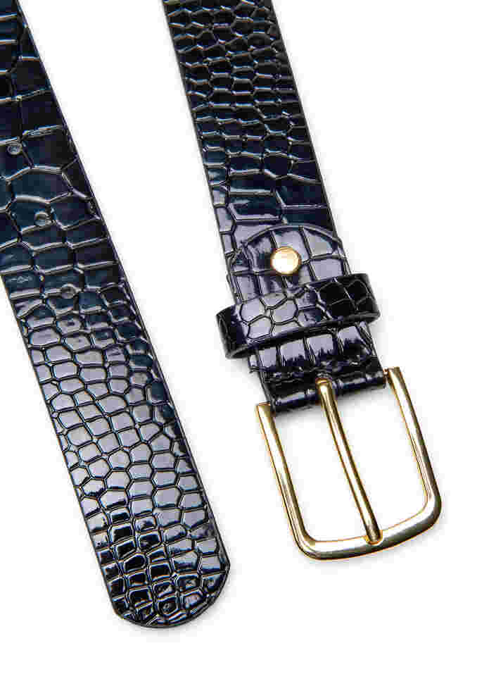 Textured belt in faux leather, Black, Packshot image number 2