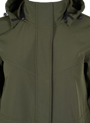 Long, hooded softshell jacket, Forest Night Solid, Packshot image number 2