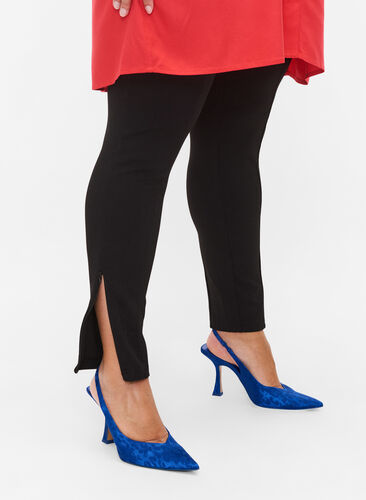 Leggings with elastic band and zipper, Black, Model image number 0