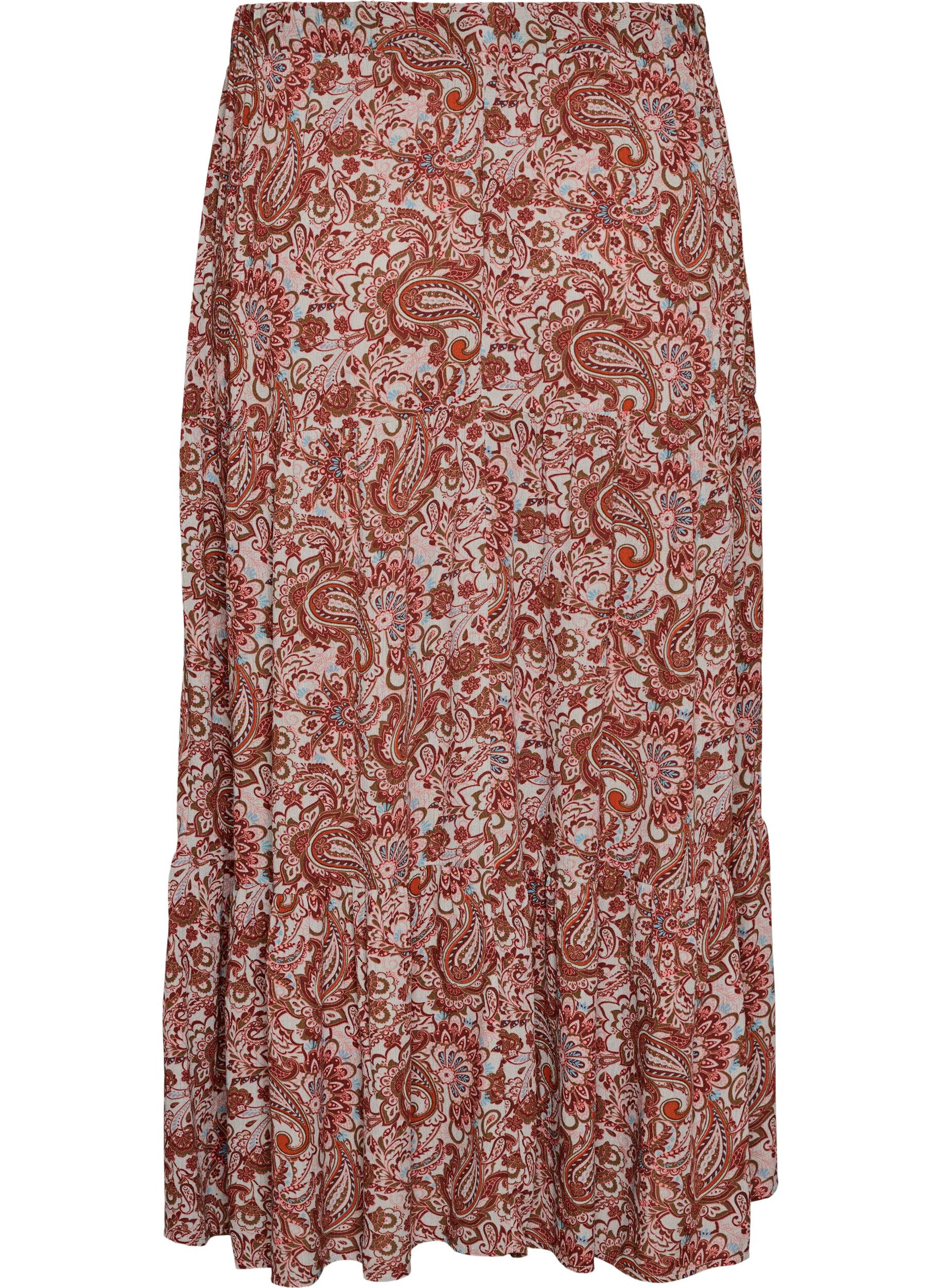 ZizzifashionLong skirt with elasticated waist, Red, Packshot image number 1