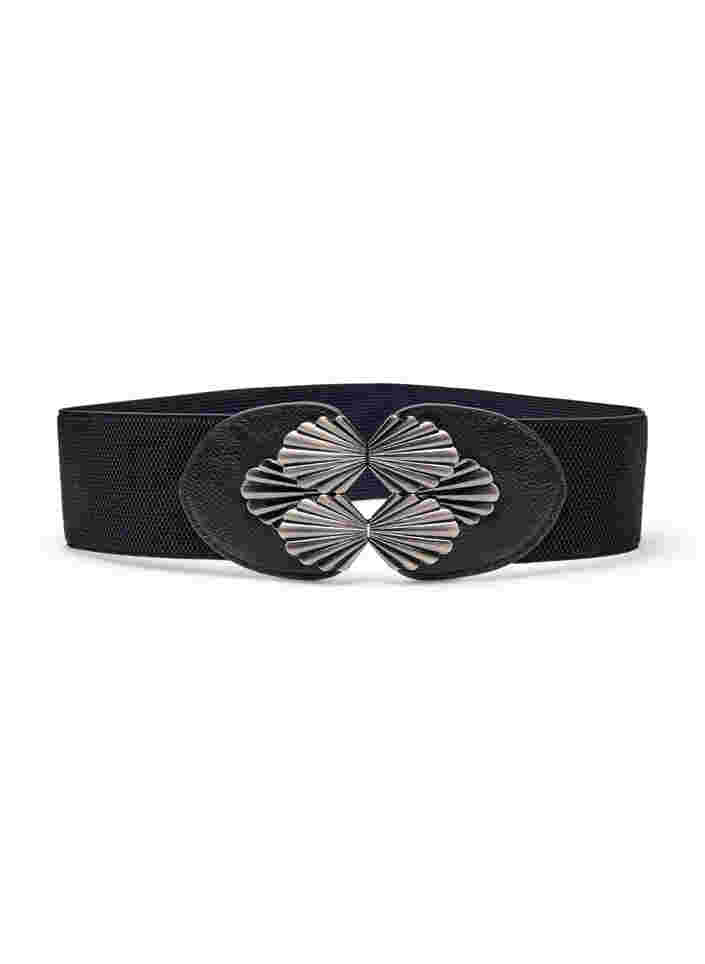 Waist belt with silver buckle, Black, Packshot image number 0
