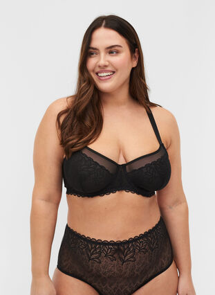 Bra with lace and underwire, Black, Model image number 0
