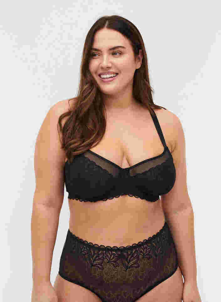 Figa bra with lace and underwire, Black, Model image number 0