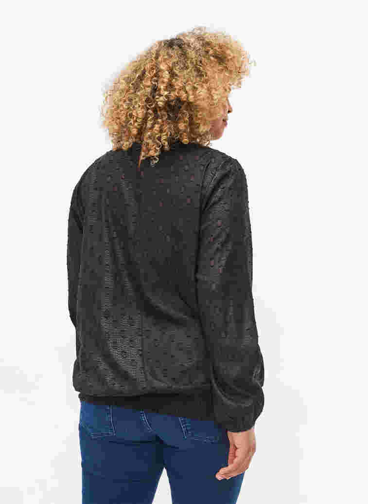 Patterned blouse with long sleeves and smock, Black, Model image number 1