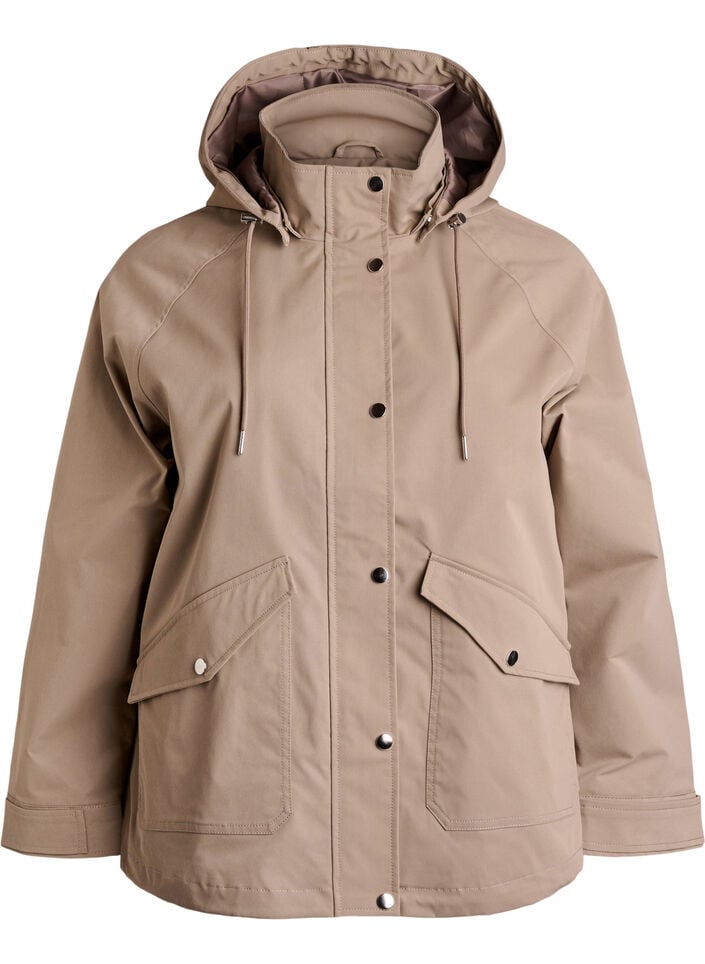 Short spring jacket with detachable hood, Beige, Packshot image number 0