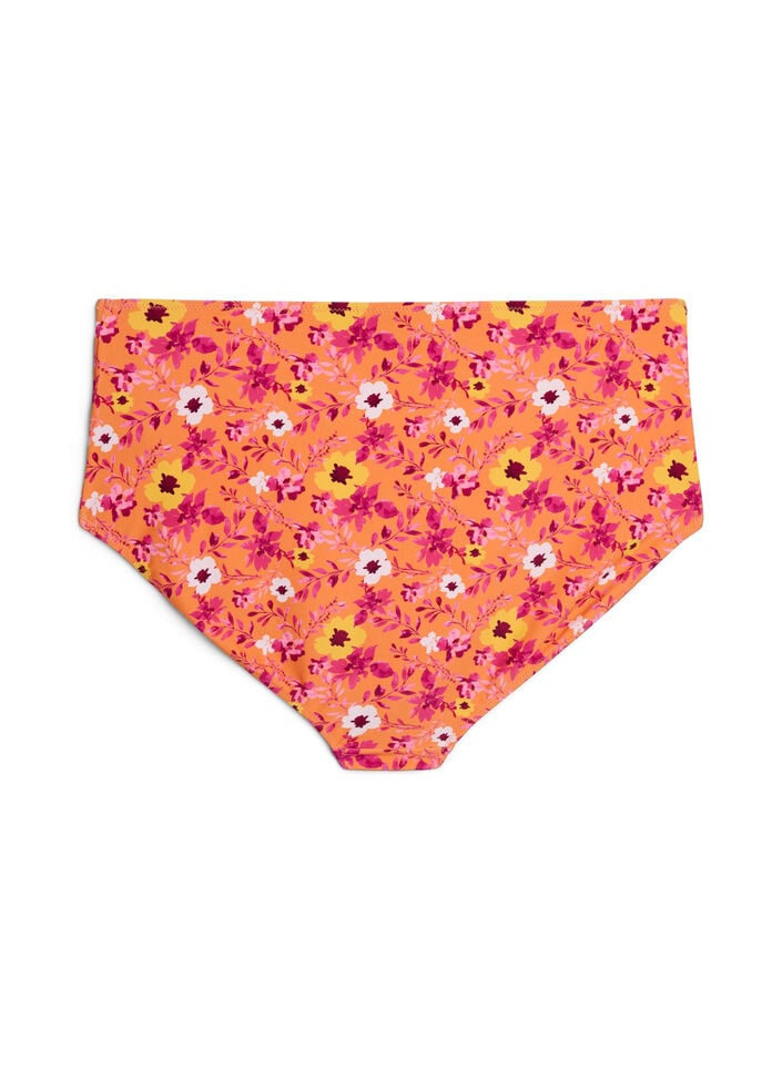 High-waisted bikini bottoms with pattern, Orange, Packshot image number 1