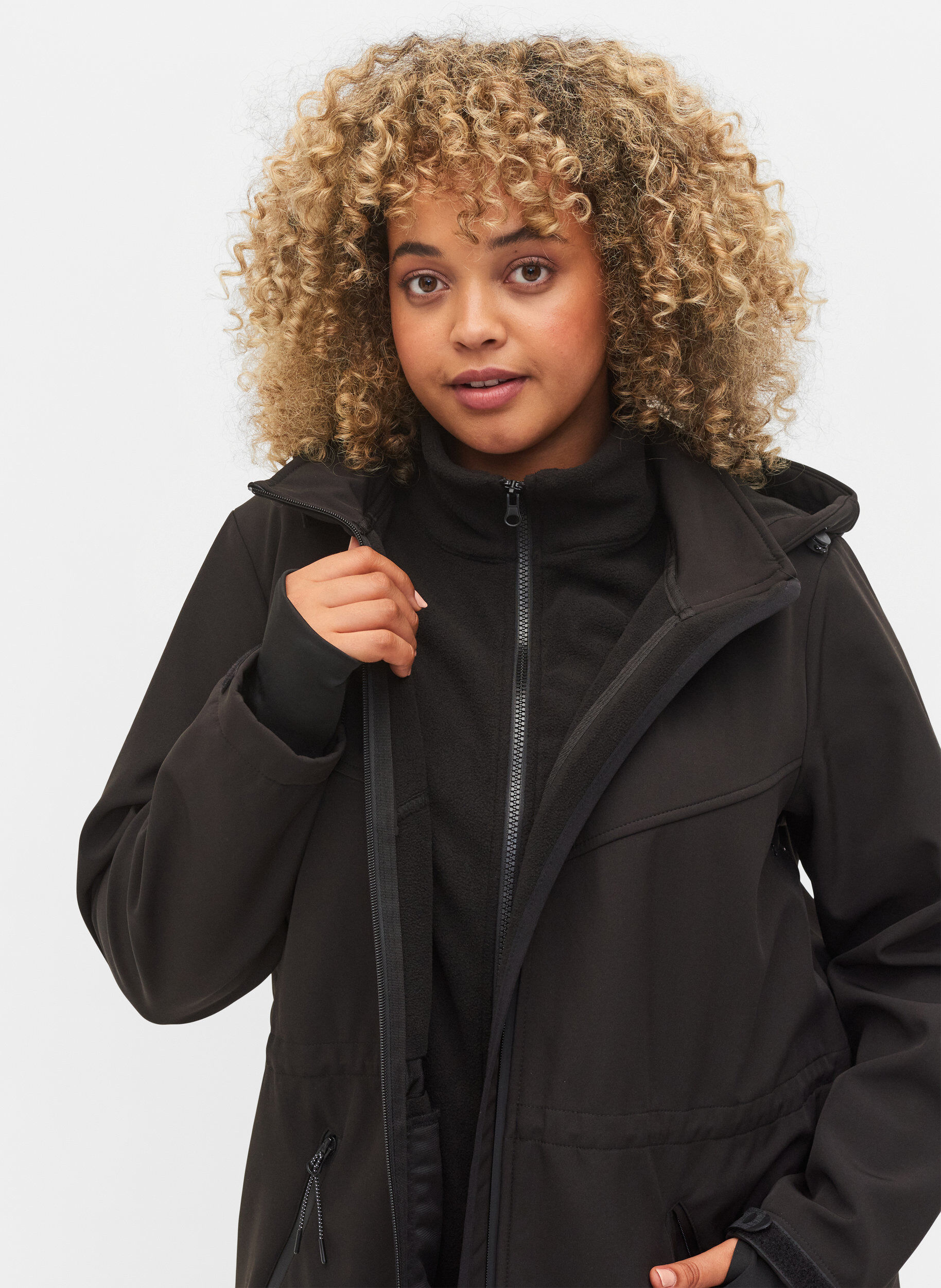 Zizzifashion Softshell jacket with fleece, Black Solid, Model image number 2