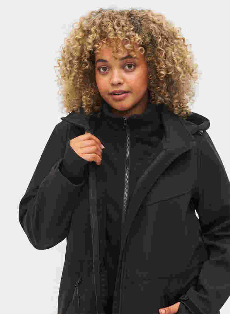 Softshell jacket with fleece, Black Solid, Model image number 2