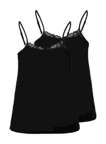 Viscose top with lace details, Black / Black, Packshot image number 1