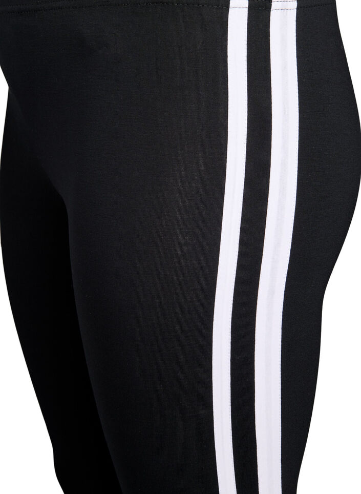 Viscose leggings with side stripes, Black W. Stripe, Packshot image number 2