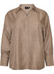 Loose shirt with V-neck, Brown, Packshot image number 0