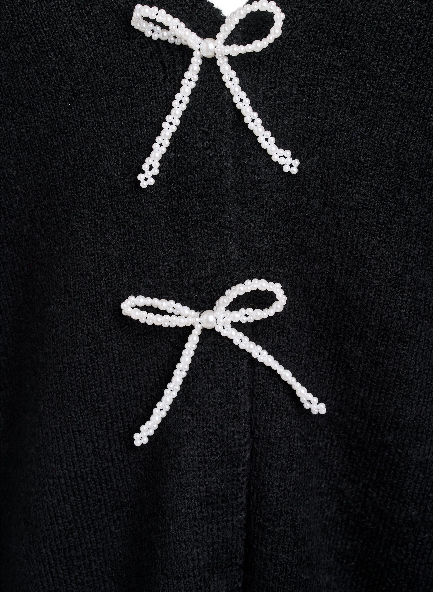 Zizzifashion Knitted cardigan with pearl buttons, Black, Packshot image number 2