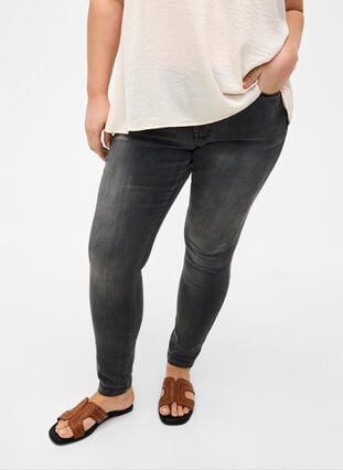 Viona regular waist jeans, Dark Grey Denim, Model image number 2