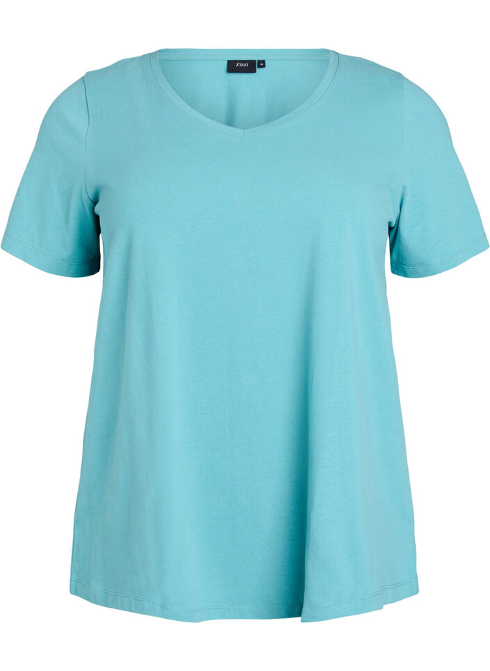 Basic plain cotton t-shirt, Blue, Packshot image number 0