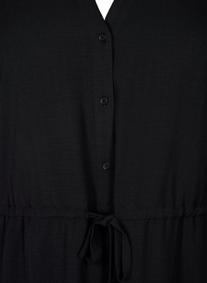 Short sleeve dress with tie waist, Black, Packshot image number 2