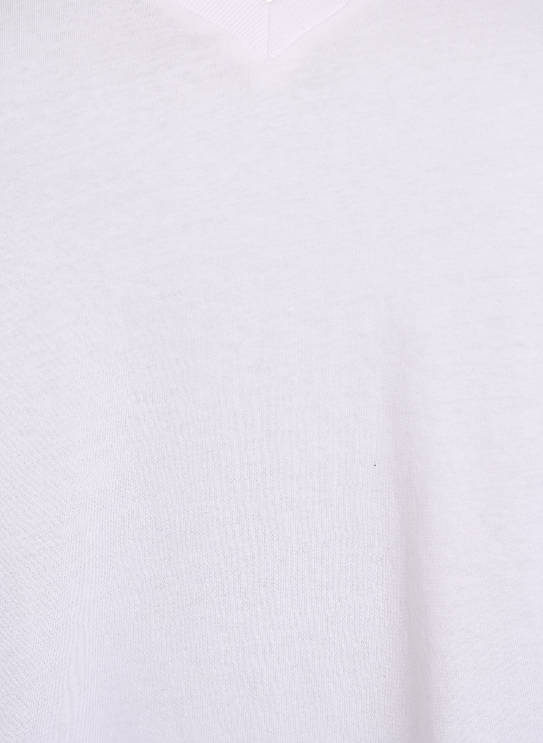 Zizzifashion Basic cotton T-shirt with a V-neck, White, Packshot image number 2