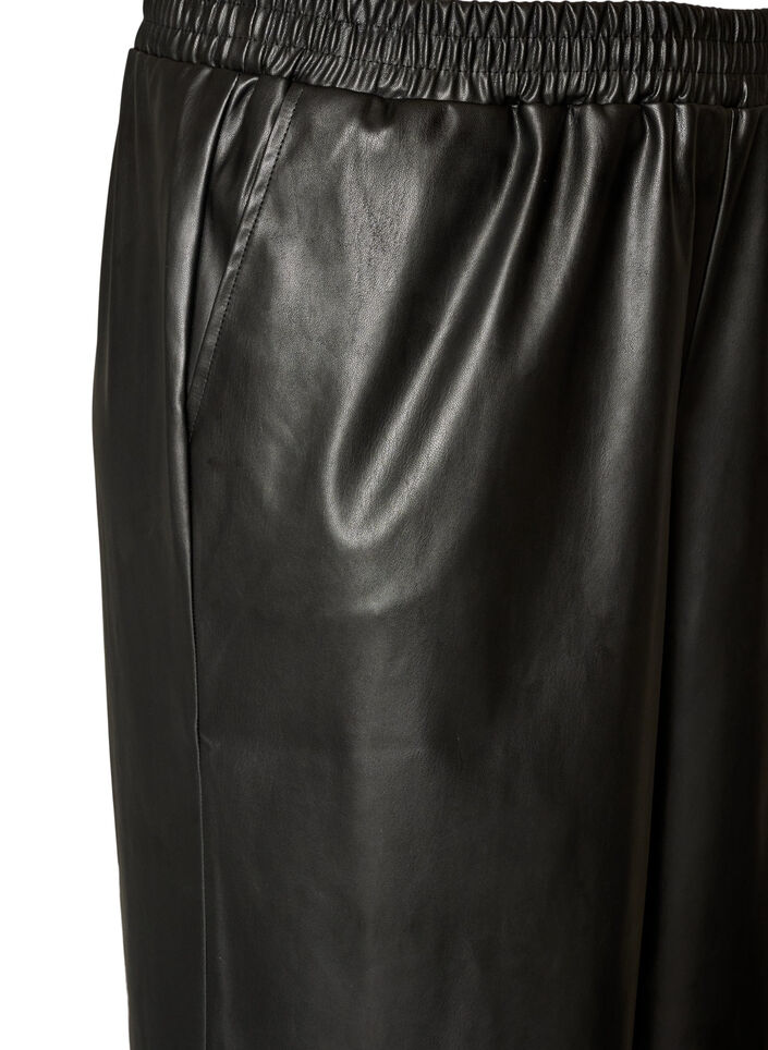 Balloon trousers in faux leather, Black, Packshot image number 2