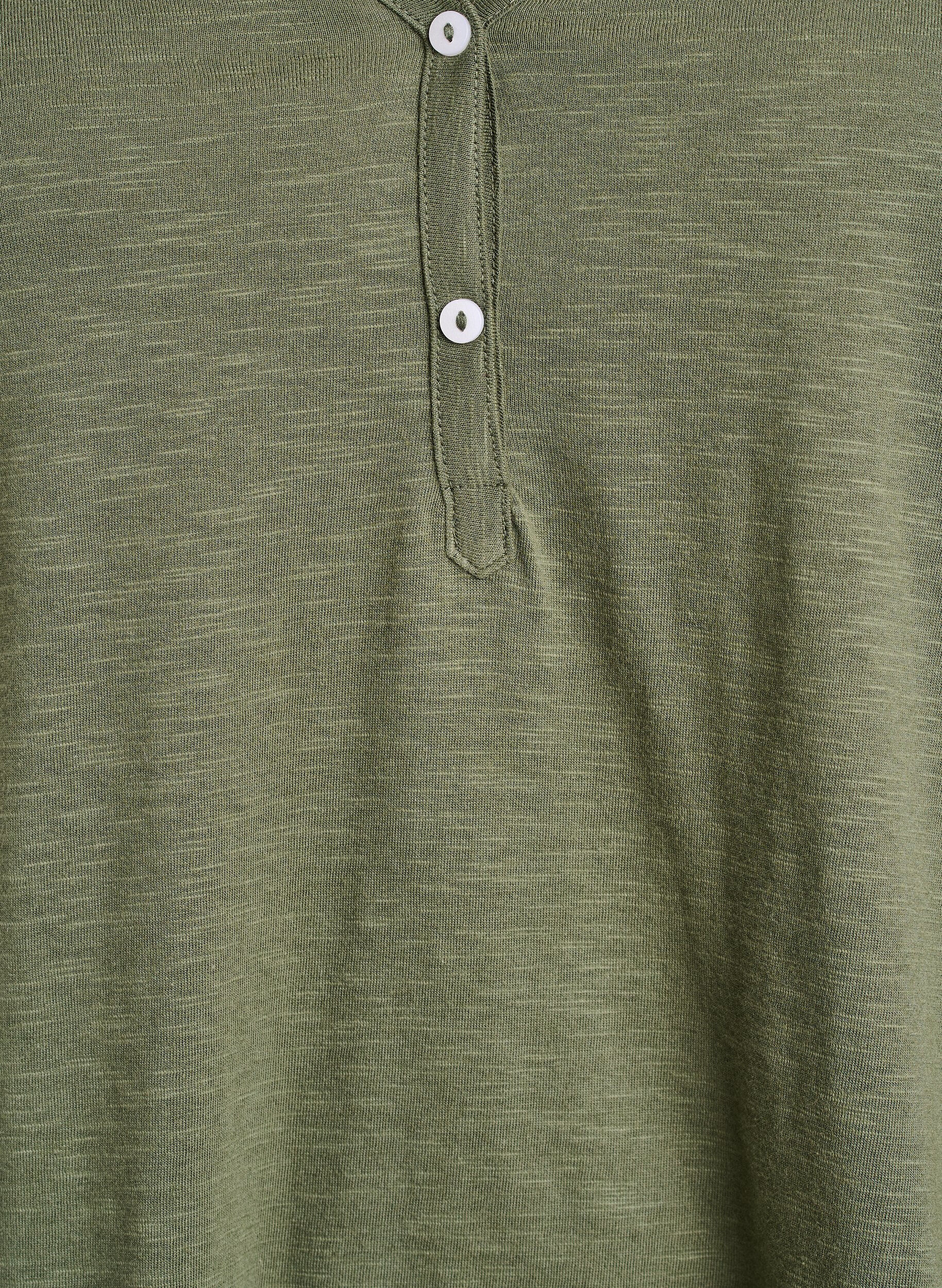 Zizzifashion FLASH - Long-sleeved t-shirt with V-neck and buttons, Green, Packshot image number 2