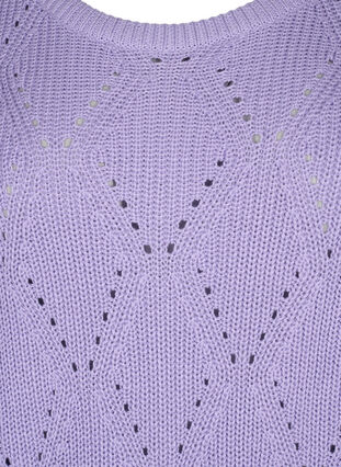 	 Knitted jumper with 3/4 sleeves and lace pattern, Lavender, Packshot image number 2