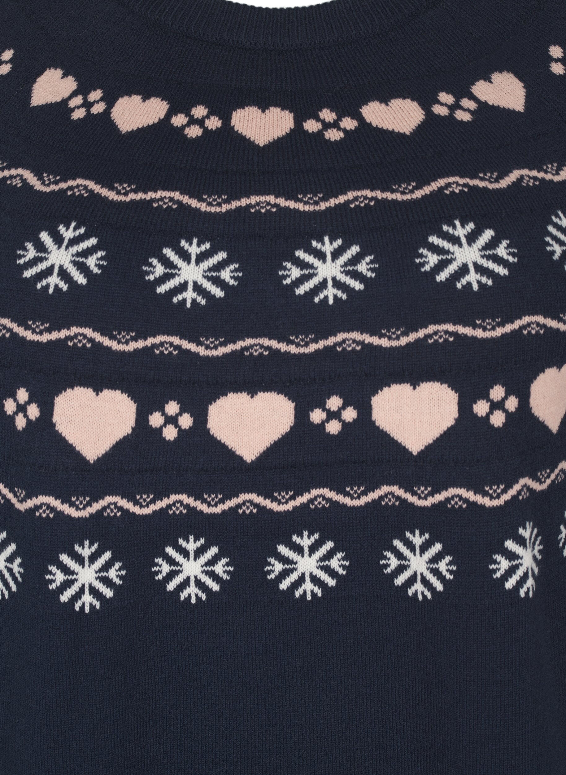 Zizzifashion Long-sleeved knitted top with Christmas motif, Navy Blazer Comb, Packshot image number 2