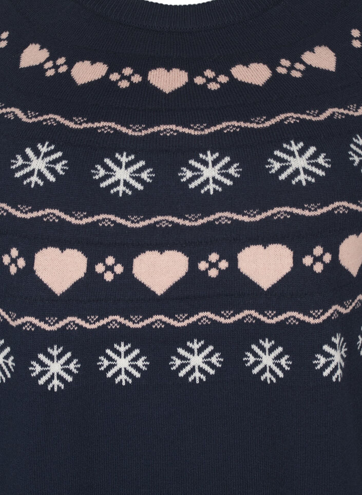 Long-sleeved knitted top with Christmas motif, Navy Blazer Comb, Packshot image number 2