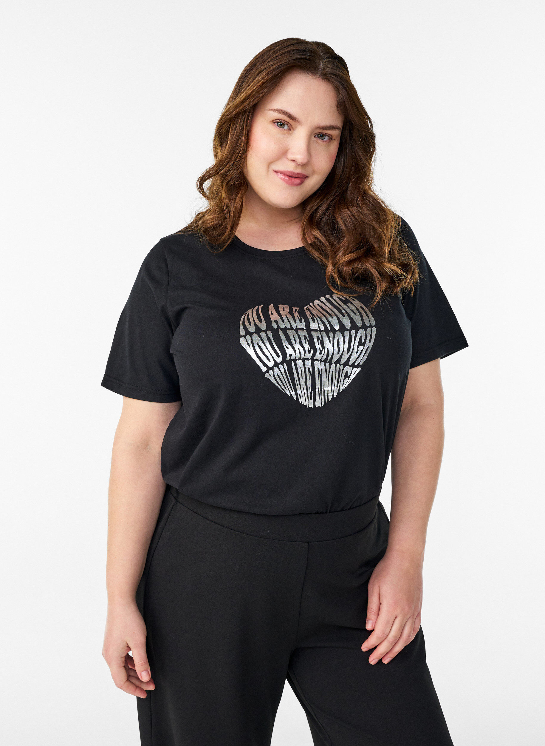 ZizzifashionT-shirt with motif, Black, Model image number 0