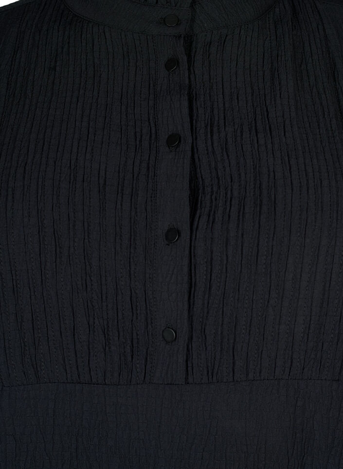 Long-sleeved blouse with ruffle collar, Black, Packshot image number 2