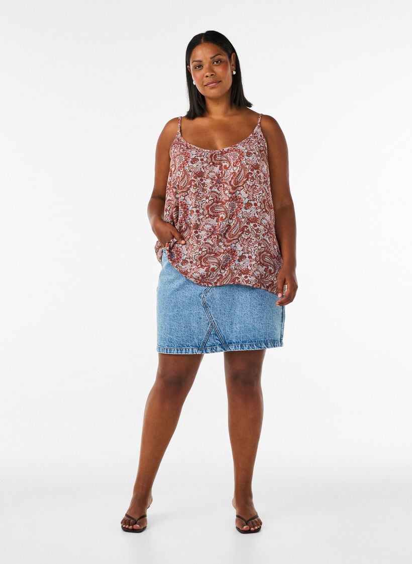 Strap top in viscose, Pink, Model image number 1