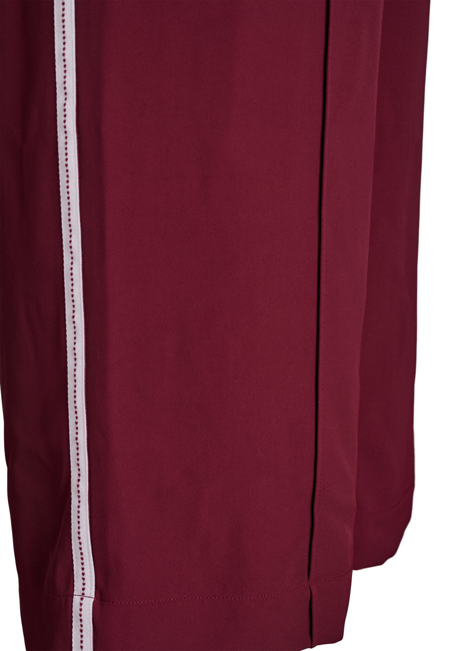 Zizzifashion Sporty trousers with straight legs and side stripes, Dark Bordeaux, Packshot image number 3