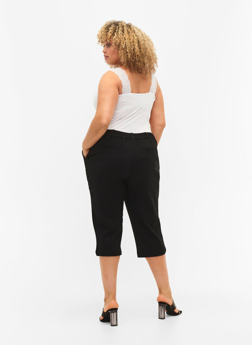 Capri trousers in viscose mix, Black, Model image number 1