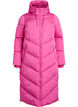 Long puffer coat with hood and pockets, Rose, Packshot image number 0