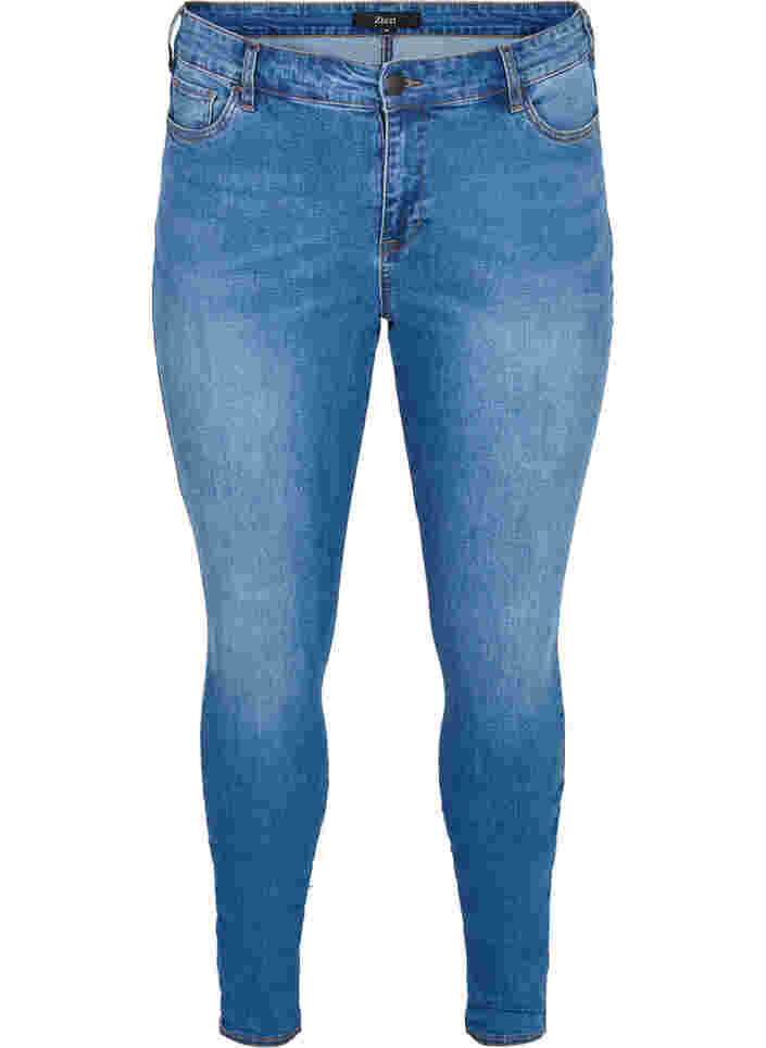 Super slim Amy jeans with bows and zip, Dark blue, Packshot image number 0