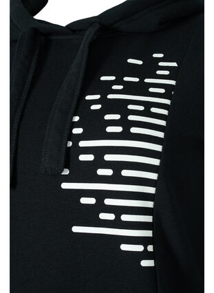 Long sweatshirt with hood and pockets, Black, Packshot image number 2
