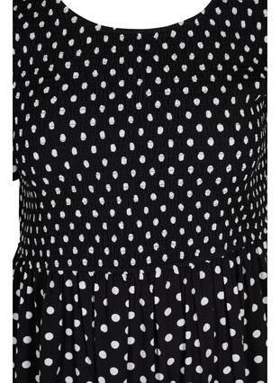 Printed viscose dress with smock, Black Dot, Packshot image number 2