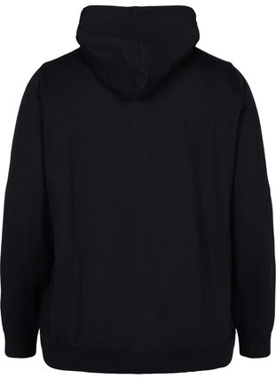 Sweat cardigan with zipper and hood, Black, Packshot image number 1